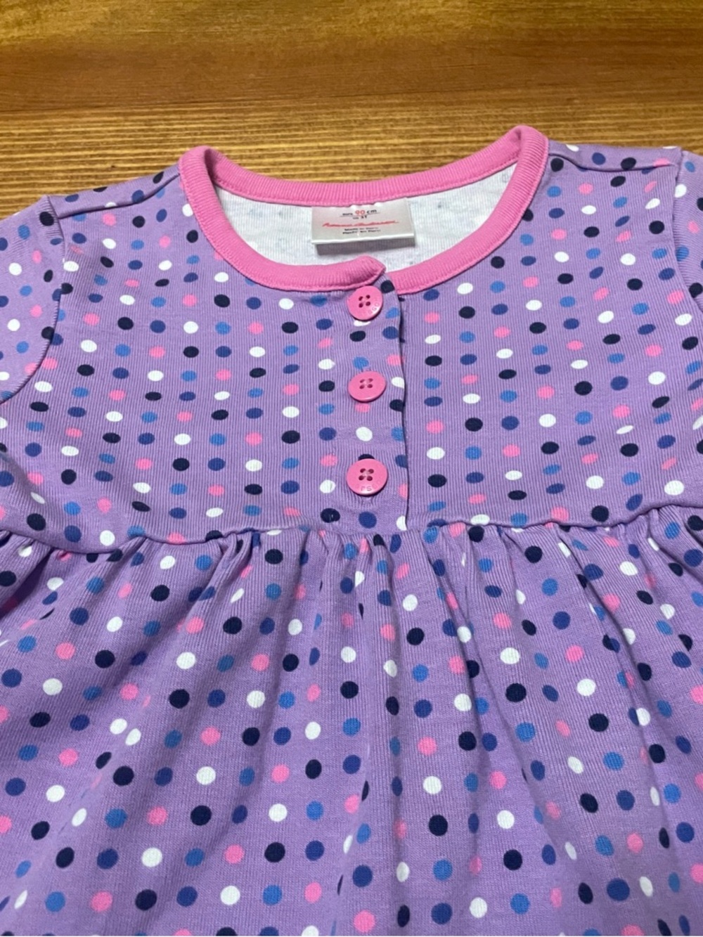 Hanna Andersson Purple Polka Dot Cotton Play Twirl Dress with Pink Trim Size 3T - Picture 3 of 9
